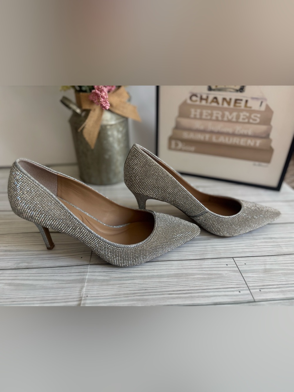 INC International Concepts Rhinestone Pointed-Toe Pumps - Silver